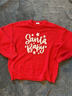 Women's Red 'Santa Baby' Crew Neck Holiday Sweater